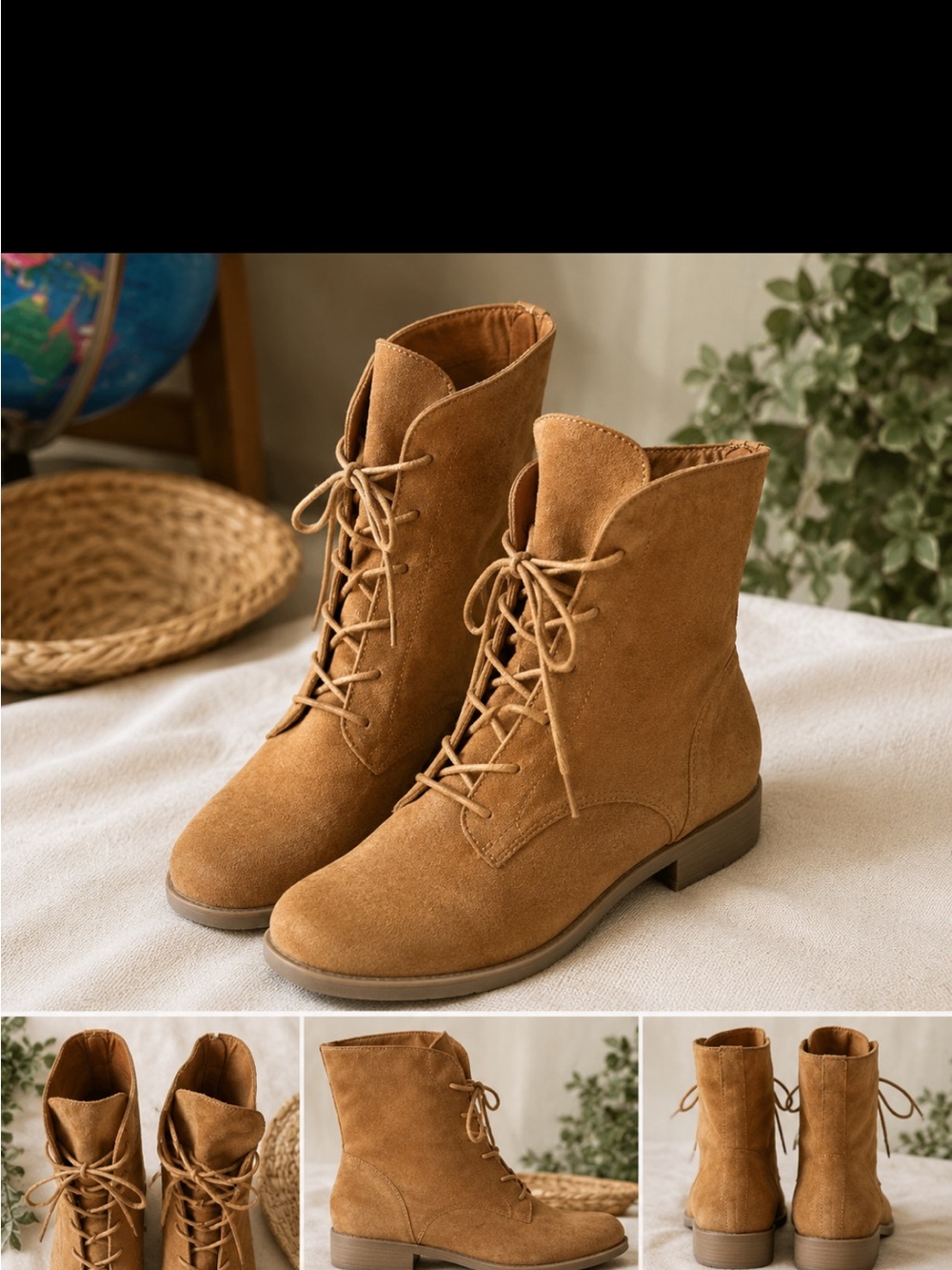 LOFT Cognac Lace-Up Ankle Boots